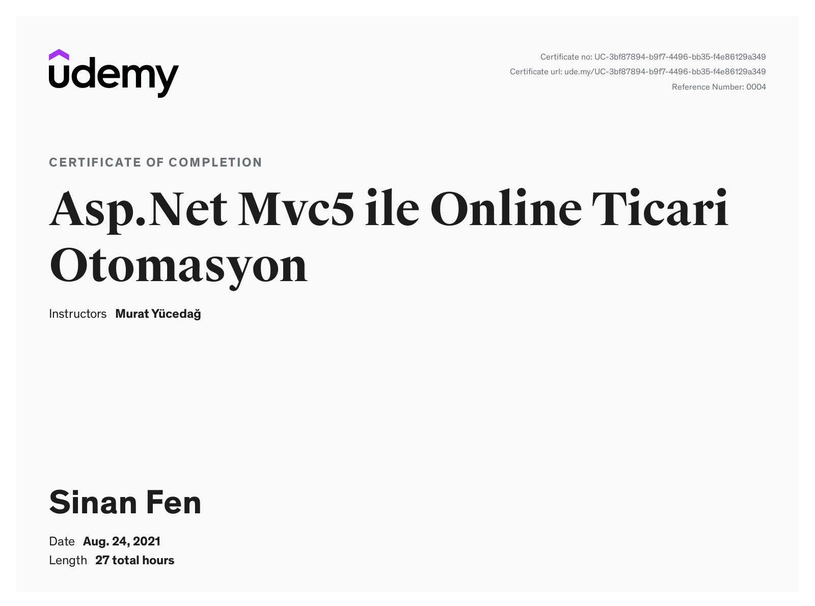 Asp.Net MVC5 ile Online Ticari Otomasyon